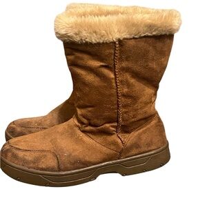 So Wear It Declare It Brown Ankle Boots with Tan Fur